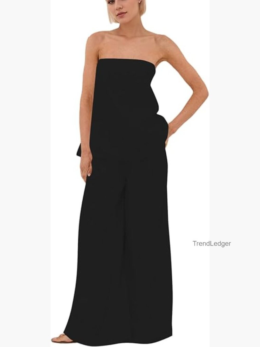 Polka Dot 2 Piece Lounge Set Tube Top Wide Leg Pants Casual Summer - Picture 1 of 2